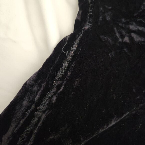 Vtg 80s Witchcore Black Velvet Dress 6 Drop Waist Ruffle Skirt Witchy Grunge - Picture 7 of 16